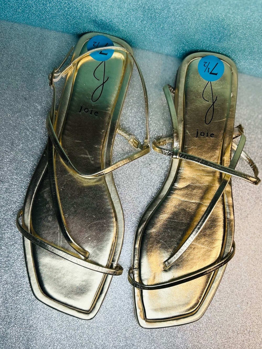 Joie Glory Gold Metallic Strappy Flat Sandals Size 7.5